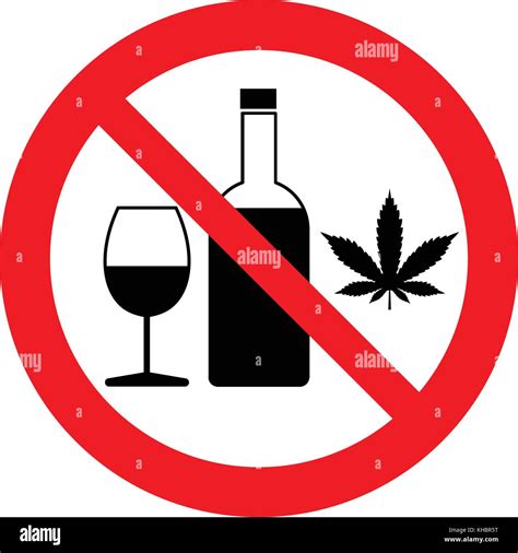 No Alcohol Drugs Alcohol Drugs Prohibition Stock Vector