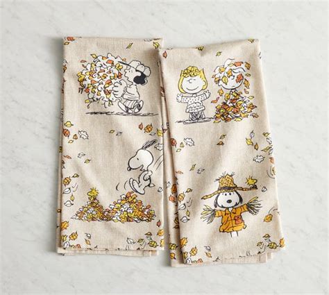 Peanuts™ Fall Leaves Tea Towels - Set of 2 | Pottery Barn