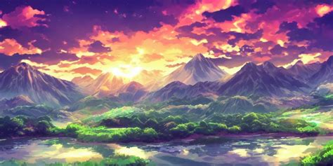 anime background, mountains | Stable Diffusion