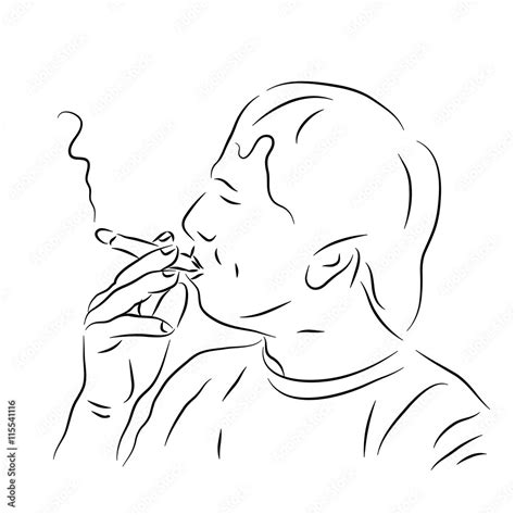 Smoking man. Sketch of a man with a cigar. Vector illustration drawn by hand. Stock Vector ...