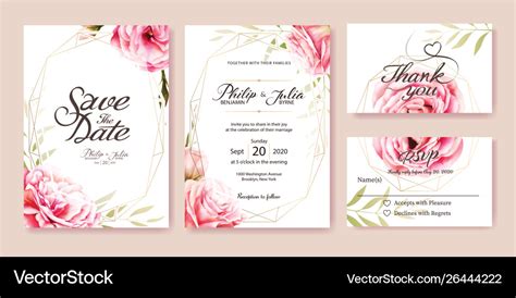 Wedding invitation save date rsvp card Royalty Free Vector