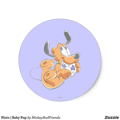 Pluto | Baby Pup Classic Round Sticker | Zazzle.com | Round stickers, Pup, Childrens birthday