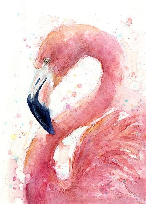 Flamingo Watercolor Painting Painting by Olga Shvartsur - Pixels