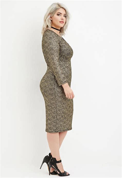 Forever 21 Plus Size Metallic Knit Dress in Metallic | Lyst