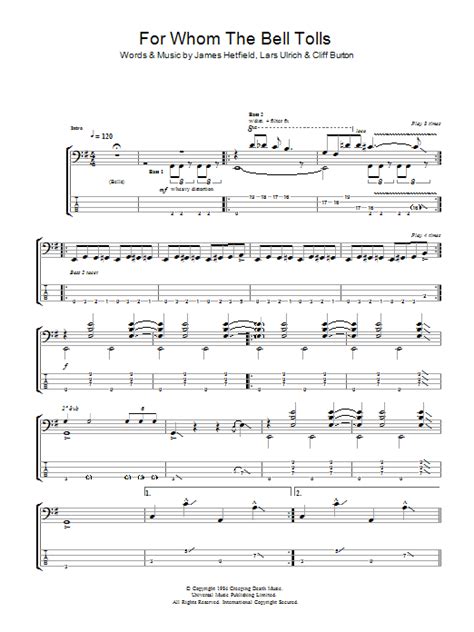 Metallica - For Whom The Bell Tolls at Stanton's Sheet Music