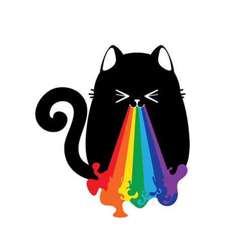 Black cat throwing up rainbow on Pantone Canvas Gallery