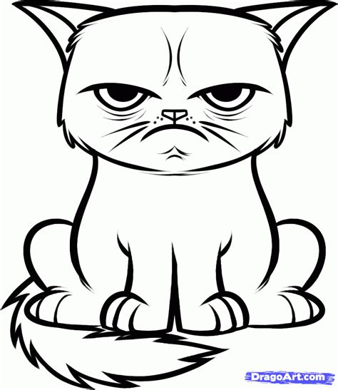 Grumpy Cat - Cake Drawing Reference | Cat coloring page, Cat coloring ...