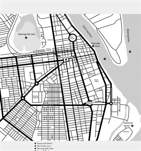 Phnom Penh Map Black And White