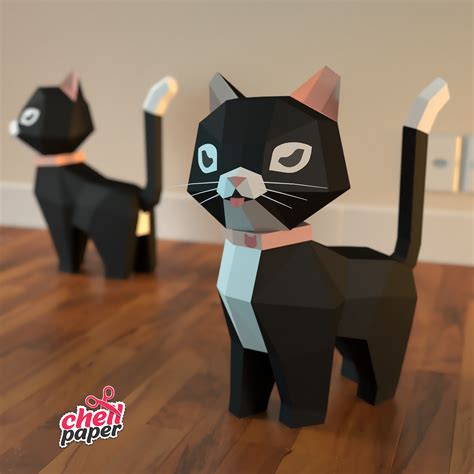 3D Papercraft Cat, Cat, 3D PDF Template, Papercraft Animals, Cat ...