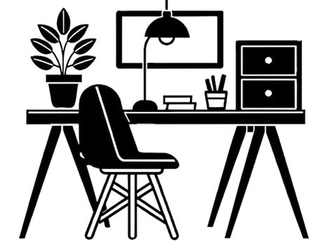 Premium Vector | Office desk with laptop and lamp