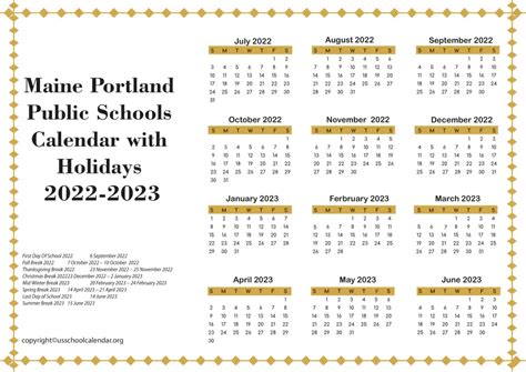 Maine Portland Public Schools Calendar - US School Calendar