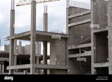 Reinforced concrete structures of a house under construction Stock ...