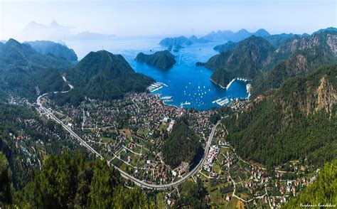 Bird's-eye view to the town of #Gocek | Places to go, Beautiful places, Towns