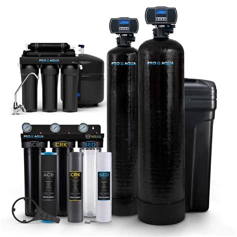 PRO+AQUA Elite Well Water Filter Softener Bundle Plus Reverse Osmosis Drinking System for Iron ...