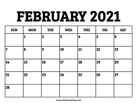 February 2021 Calendar Printable – Calendar Options