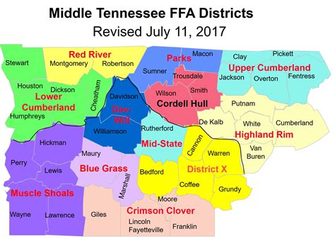 Middle Tennessee Counties Map