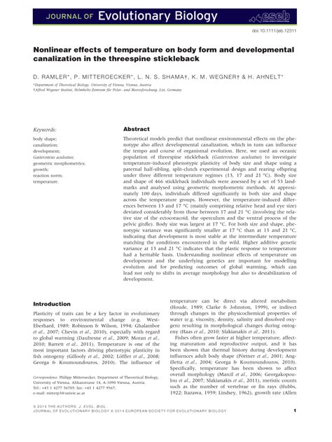 (PDF) Nonlinear effects of temperature on body form and developmental ...