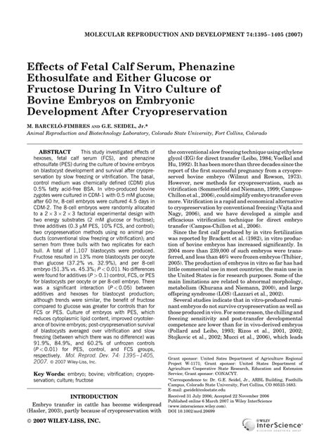 (PDF) Effects of fetal calf serum, phenazine ethosulfate and either glucose or fructose during ...