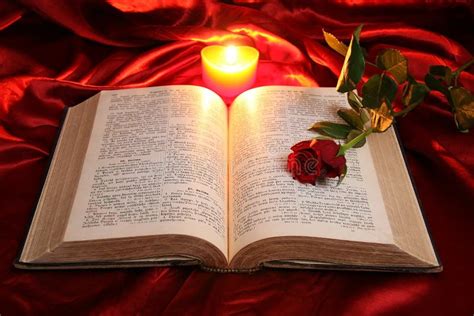 Heart Candle On Open Bible And Red Rose Royalty Free Stock Photos ...