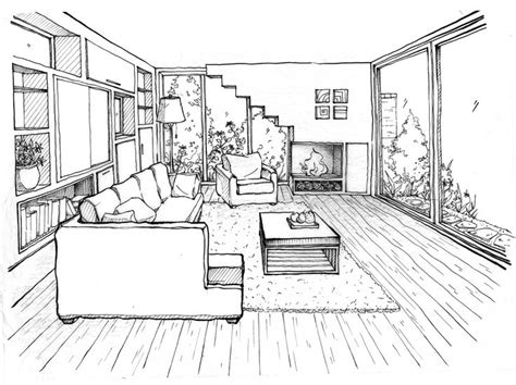 perspective drawing living room - Google Search | Room perspective ...