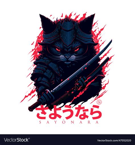 Samurai cat Royalty Free Vector Image - VectorStock