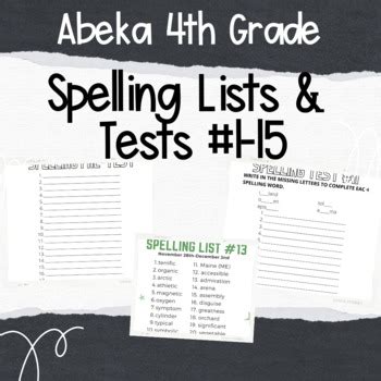 Abeka 4th Grade Spelling List Teaching Resources | TPT