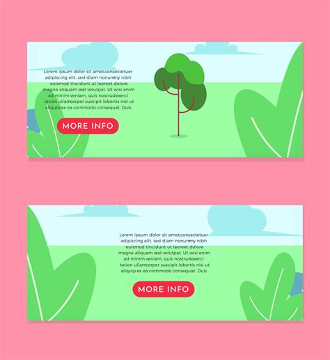 Beautiful Tree in A Floral Garden Flat Illustration Banner Set Design Template 8670304 Vector ...