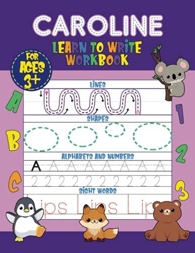 Caroline Learn to Write Workbook - Lines, Shapes, Alphabets, Numbers ...