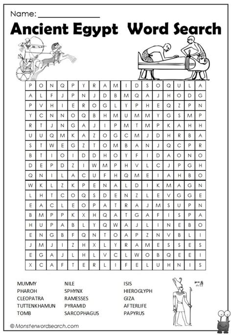 Ancient Egypt Word Search- Monster Word Search