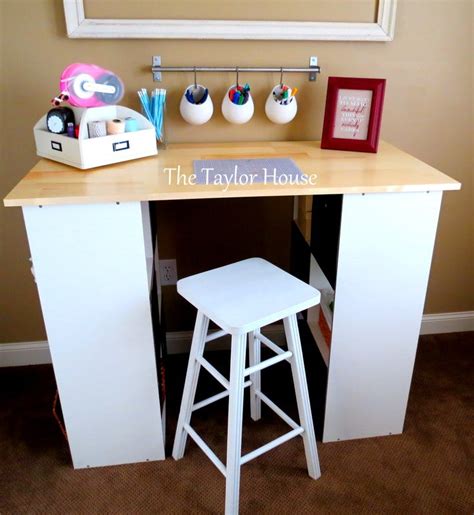 DIY Inexpensive Craft Table with Storage - The Taylor House