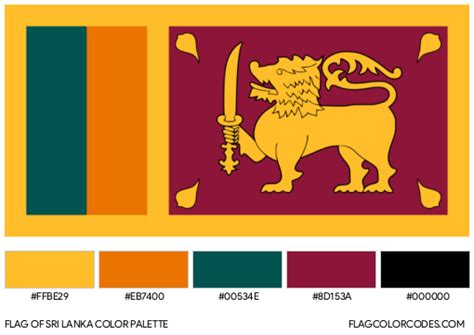 Sri Lanka flag color codes