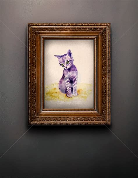 My Cute Purple Cat, Painting by Art By Aashaa | Artmajeur