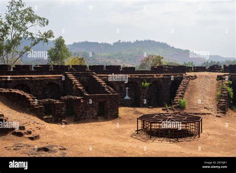 World heritage site and protected monument in Goa, India. Corjuem fort in Goa, India Stock Photo ...