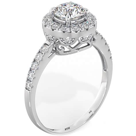 925 Sterling Silver Stunning Round-Cut Simulated Diamond Luxury Wedding ...