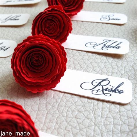 Rose Wedding Name Table Tags, Wedding Table Decor, Paper Rose Table ...