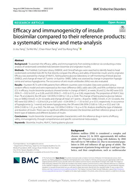 (PDF) Efficacy and immunogenicity of insulin biosimilar compared to their reference products: a ...