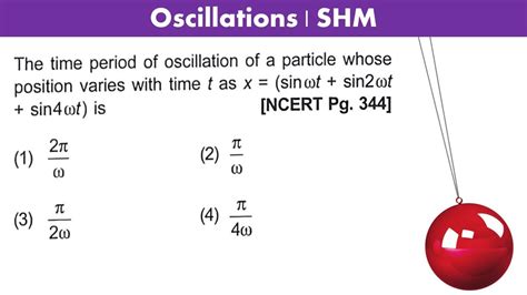 The time period of oscillation of a particle whose position varies with time t as x = (sin wt ...