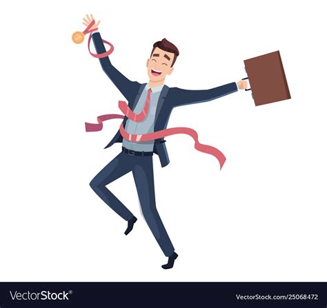 Business victory happy businessman character big Vector Image