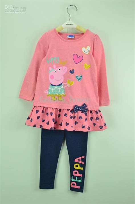 peppa pig clothing pics | Baby Children Clothing Peppa Pig Happy Day 2Piece Set Cartoon Long ...