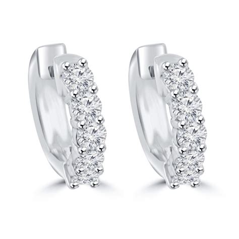 1.40 ct Ladies Round Cut Diamond Huggie Earrings In 14 Kt White Gold