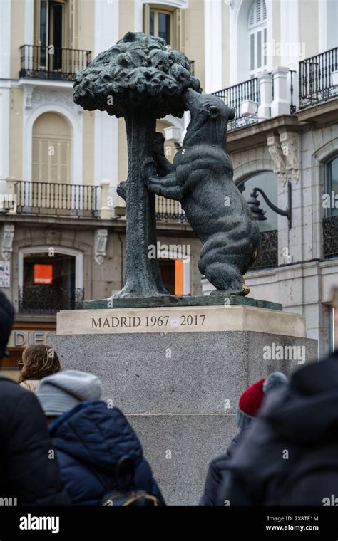 Madrid, Spain. February 11, 2024 - Statue of the Bear and the ...