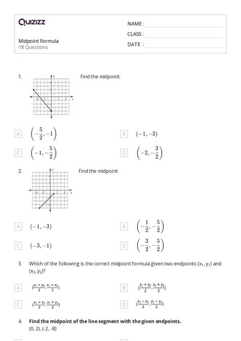 50+ midpoint formula worksheets on Quizizz | Free & Printable