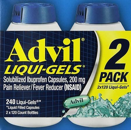 Amazon.com: Advil Liqui-Gels (240 Count) Pain Reliever/Fever Reducer Liquid Filled Capsule, 200 ...