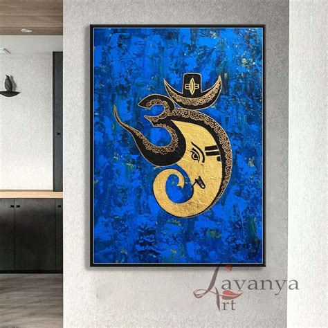 Ganesha Painting Indian Art Art on Canvas Indian Wall Art | Etsy