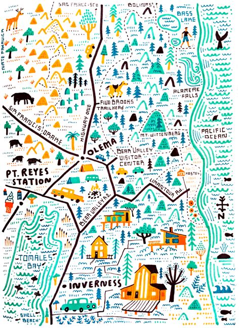 Illustrated Map of Inverness, CA — Nate Padavick