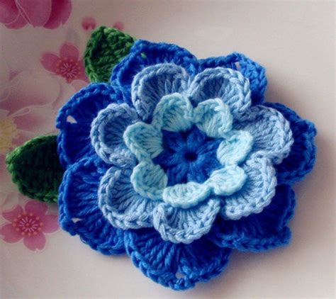 Wholesale Crochet Flower (3 inches) In Lt Blue, Blue, Dark Blue | Crochet flower patterns ...