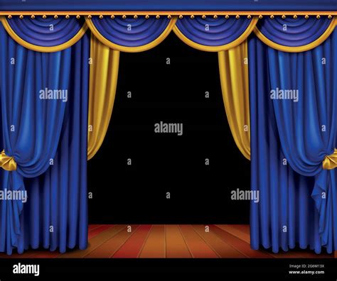 Theater stage with blue curtain Stock Vector Image & Art - Alamy