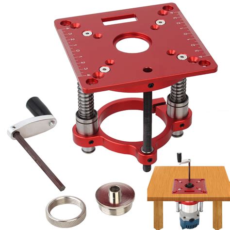 Precision router lift kit with router table insert plate max lifting ...