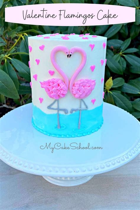 Valentine Flamingos Cake - My Cake School