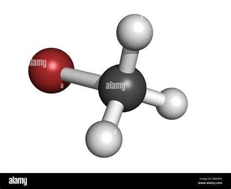 Bromomethane (methyl bromide) pesticide, fumigant and soil sterilant, molecular model Stock ...